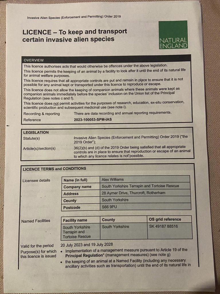 Non-Native Species Licence